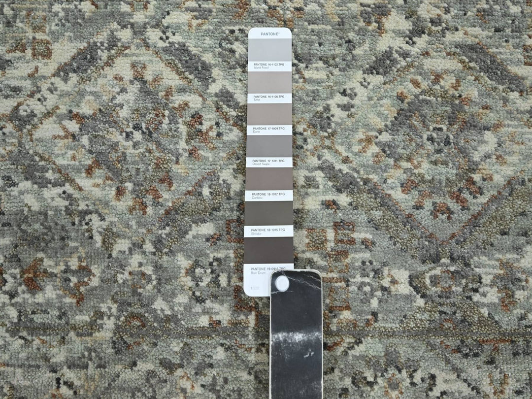 3'10" x 5'10" New Hand Knotted Grey Wool Rectangle Oriental Rug - MOA10275748