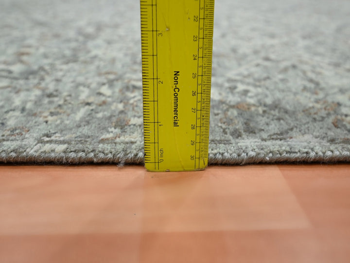 3'10" x 5'10" New Hand Knotted Grey Wool Rectangle Oriental Rug - MOA10275748