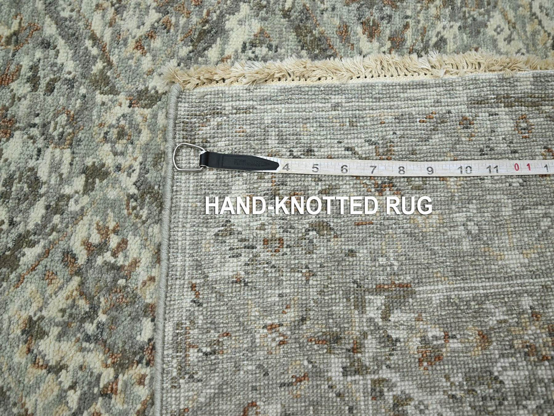 3'10" x 5'10" New Hand Knotted Grey Wool Rectangle Oriental Rug - MOA10275748