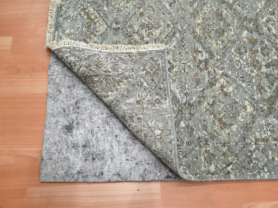 2'4" x 21'8" New Hand Knotted Grey Wool Runner Oriental Rug - MOA10275749