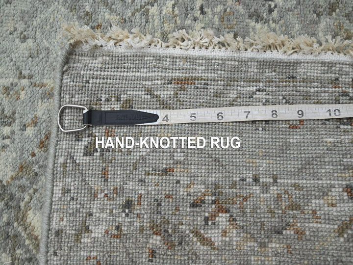 2'4" x 21'8" New Hand Knotted Grey Wool Runner Oriental Rug - MOA10275749