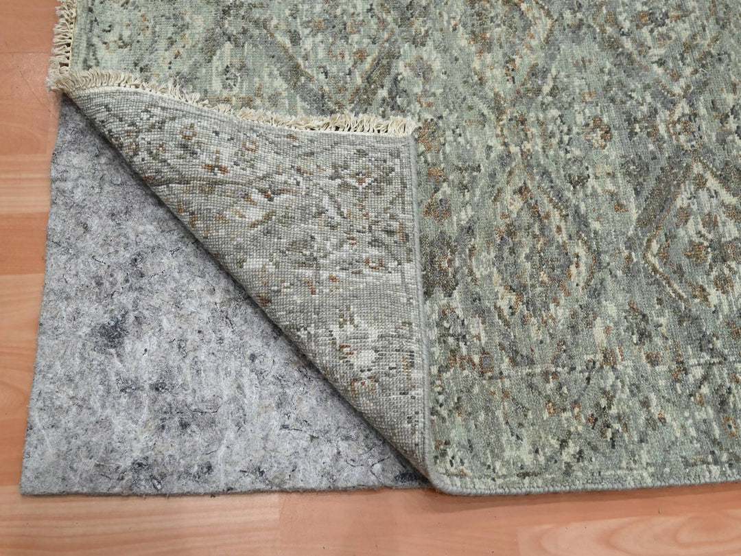 2'5" x 24'10" New Hand Knotted Grey Wool Runner Oriental Rug - MOA10275750