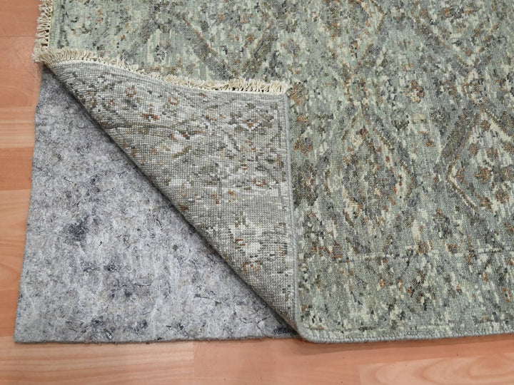 2'5" x 24'10" New Hand Knotted Grey Wool Runner Oriental Rug - MOA10275750