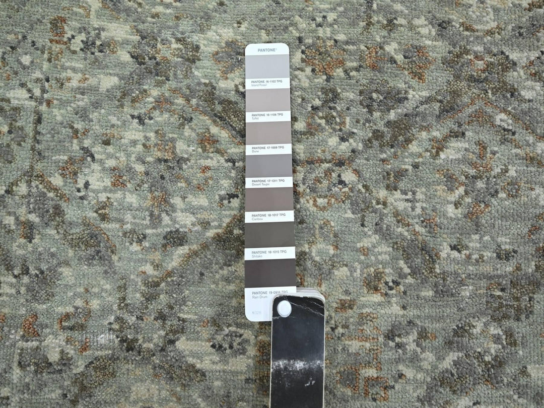 2'5" x 24'10" New Hand Knotted Grey Wool Runner Oriental Rug - MOA10275750