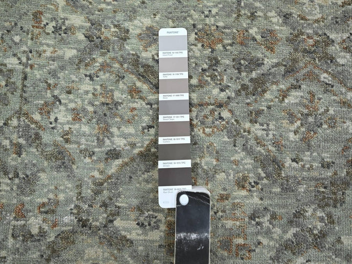 2'5" x 24'10" New Hand Knotted Grey Wool Runner Oriental Rug - MOA10275750