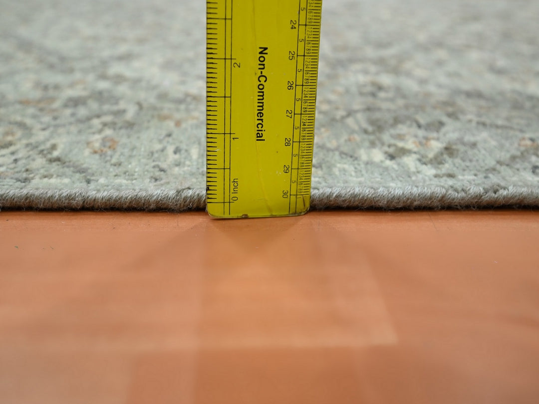 2'5" x 24'10" New Hand Knotted Grey Wool Runner Oriental Rug - MOA10275750