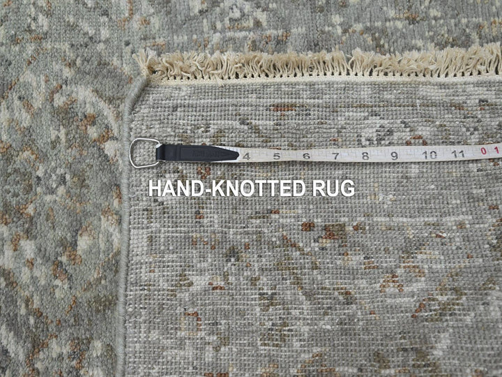 2'5" x 24'10" New Hand Knotted Grey Wool Runner Oriental Rug - MOA10275750