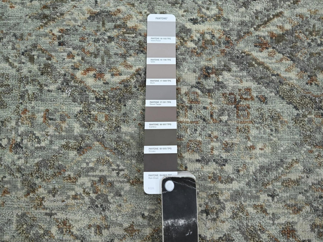 2'6" x 18'1" New Hand Knotted Grey Wool Runner Oriental Rug - MOA10275751