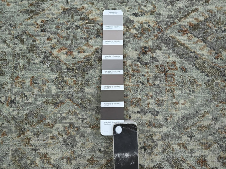 2'6" x 18'1" New Hand Knotted Grey Wool Runner Oriental Rug - MOA10275751