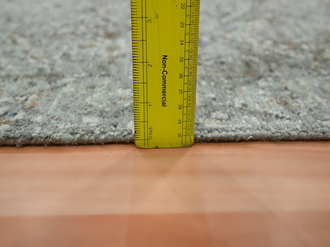 2'6" x 18'1" New Hand Knotted Grey Wool Runner Oriental Rug - MOA10275751