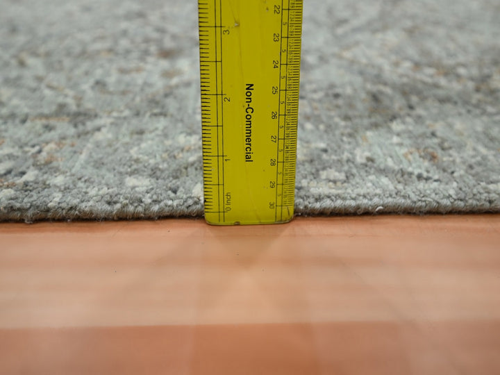 2'6" x 18'1" New Hand Knotted Grey Wool Runner Oriental Rug - MOA10275751