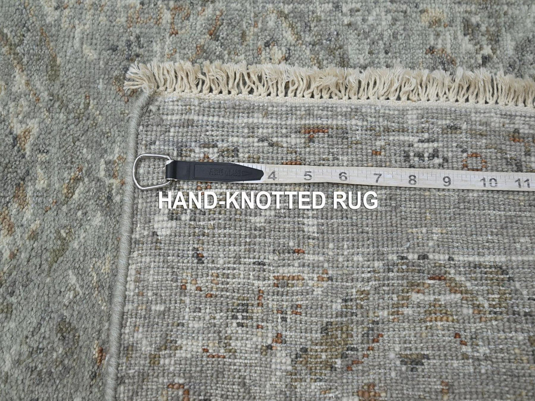 2'6" x 18'1" New Hand Knotted Grey Wool Runner Oriental Rug - MOA10275751