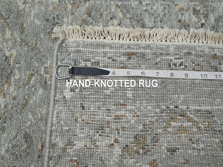 2'6" x 18'1" New Hand Knotted Grey Wool Runner Oriental Rug - MOA10275751