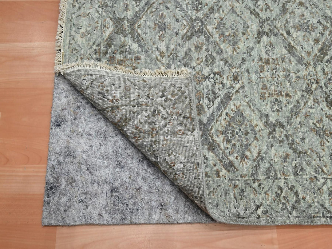 2'5" x 14'0" New Hand Knotted Grey Wool Runner Oriental Rug - MOA10275752