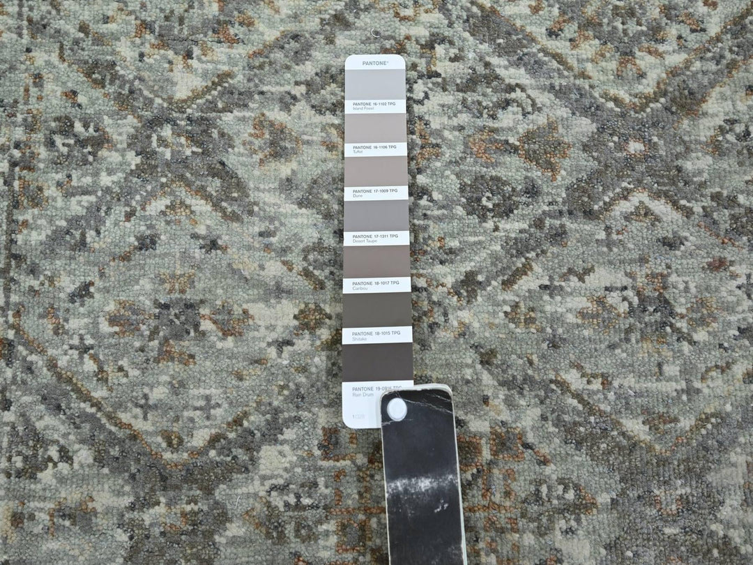 2'5" x 14'0" New Hand Knotted Grey Wool Runner Oriental Rug - MOA10275752