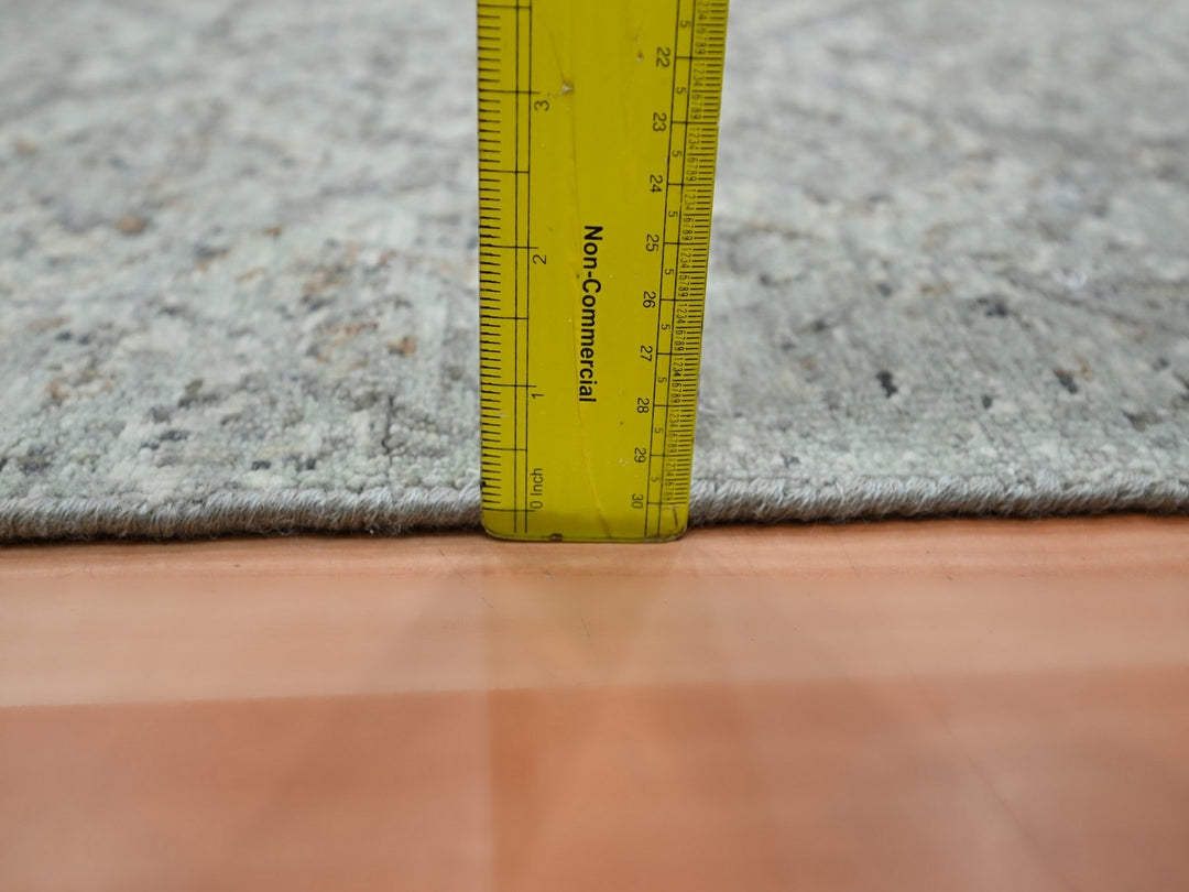 2'5" x 14'0" New Hand Knotted Grey Wool Runner Oriental Rug - MOA10275752