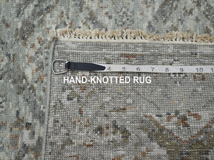 2'5" x 14'0" New Hand Knotted Grey Wool Runner Oriental Rug - MOA10275752