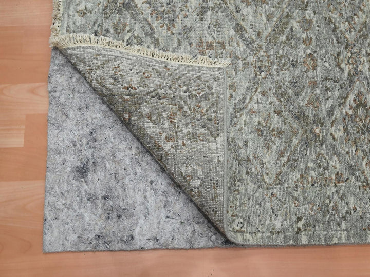 2'5" x 12'0" New Hand Knotted Grey Wool Runner Oriental Rug - MOA10275753