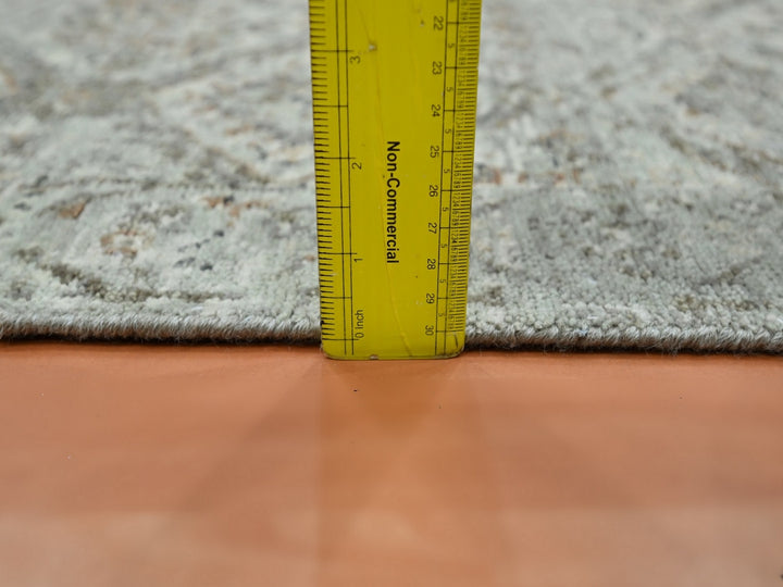 2'5" x 12'0" New Hand Knotted Grey Wool Runner Oriental Rug - MOA10275753