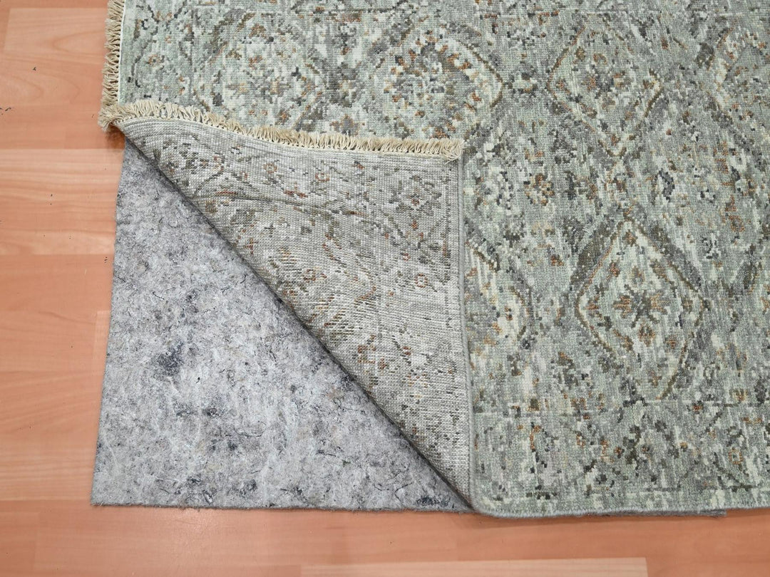 2'5" x 9'11" New Hand Knotted Grey Wool Runner Oriental Rug - MOA10275754