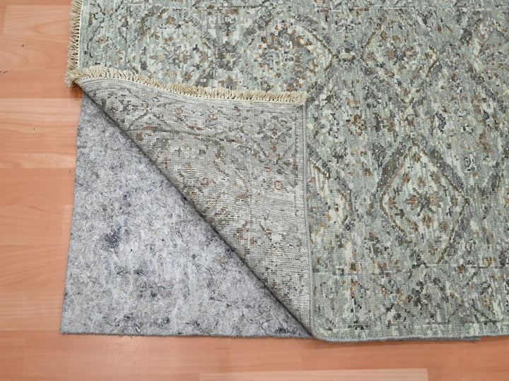 2'5" x 9'11" New Hand Knotted Grey Wool Runner Oriental Rug - MOA10275754