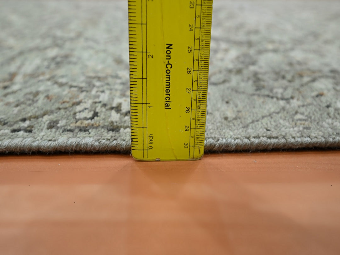 2'5" x 9'11" New Hand Knotted Grey Wool Runner Oriental Rug - MOA10275754