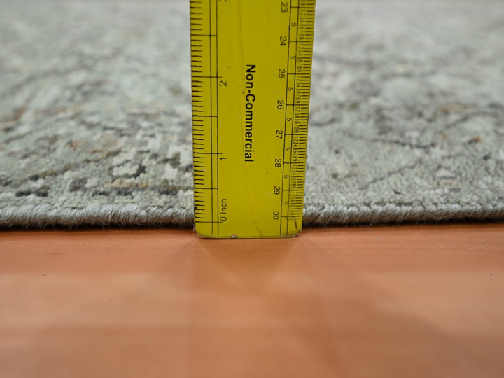 2'5" x 9'11" New Hand Knotted Grey Wool Runner Oriental Rug - MOA10275754