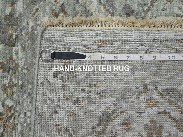2'5" x 9'11" New Hand Knotted Grey Wool Runner Oriental Rug - MOA10275754
