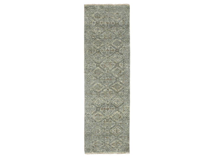 2'4" x 7'10" New Hand Knotted Grey Wool Runner Oriental Rug - MOA10275755
