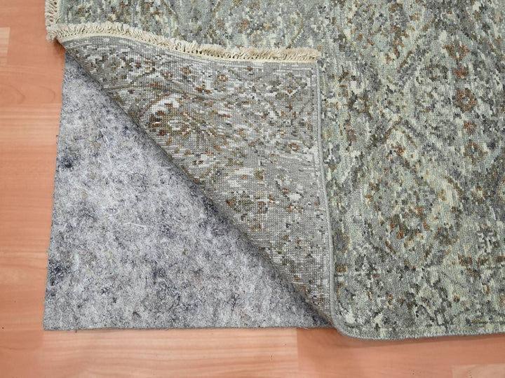 2'4" x 7'10" New Hand Knotted Grey Wool Runner Oriental Rug - MOA10275755