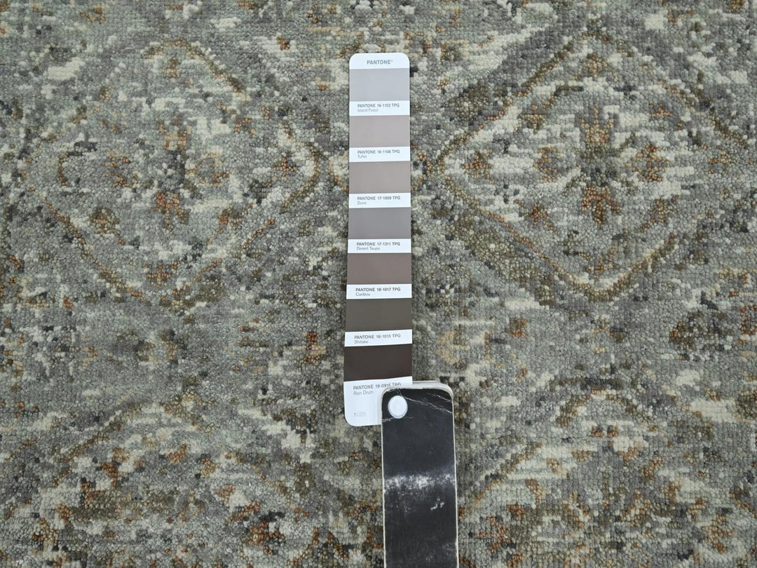 2'4" x 7'10" New Hand Knotted Grey Wool Runner Oriental Rug - MOA10275755