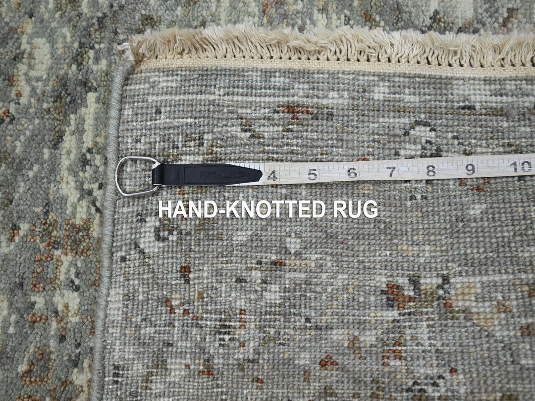 2'4" x 7'10" New Hand Knotted Grey Wool Runner Oriental Rug - MOA10275755