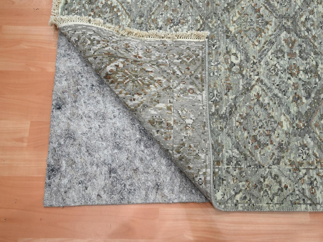 2'4" x 7'11" New Hand Knotted Grey Wool Runner Oriental Rug - MOA10275756