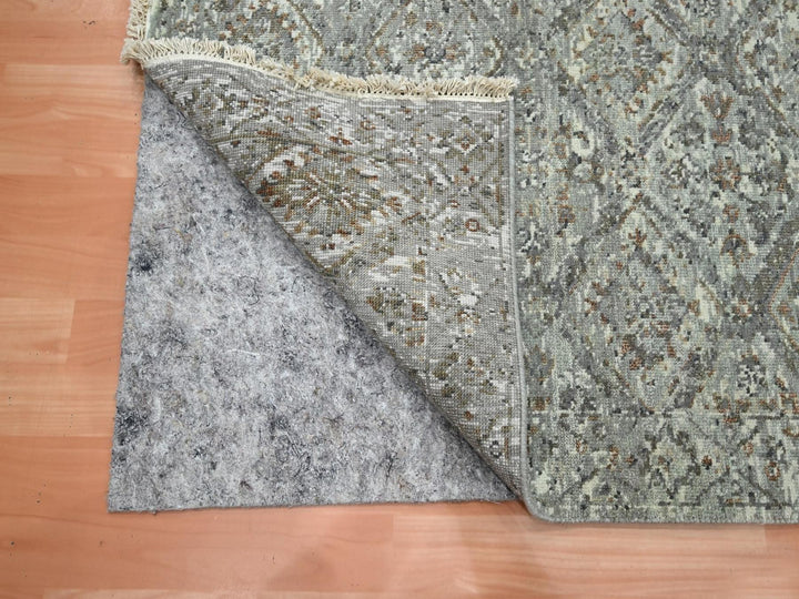 2'4" x 7'11" New Hand Knotted Grey Wool Runner Oriental Rug - MOA10275756