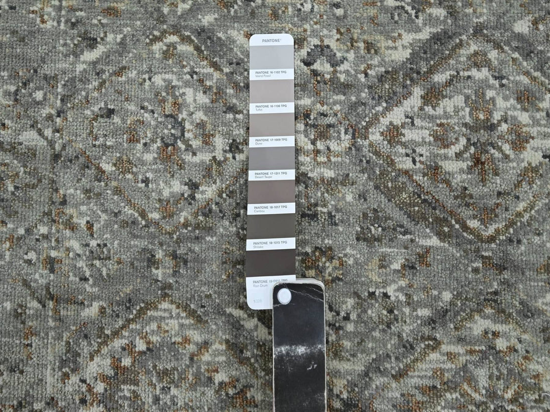 2'4" x 7'11" New Hand Knotted Grey Wool Runner Oriental Rug - MOA10275756