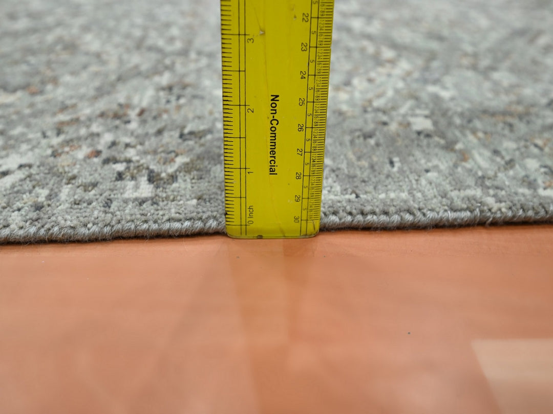 2'4" x 7'11" New Hand Knotted Grey Wool Runner Oriental Rug - MOA10275756