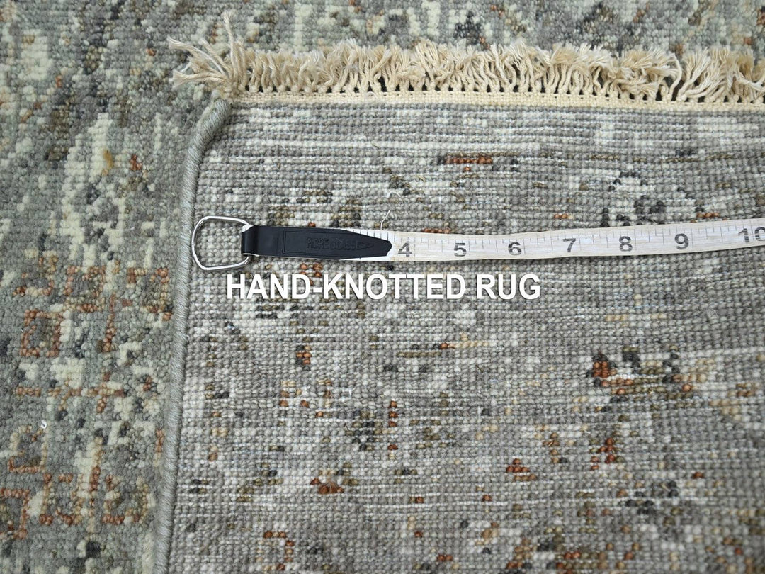 2'4" x 7'11" New Hand Knotted Grey Wool Runner Oriental Rug - MOA10275756