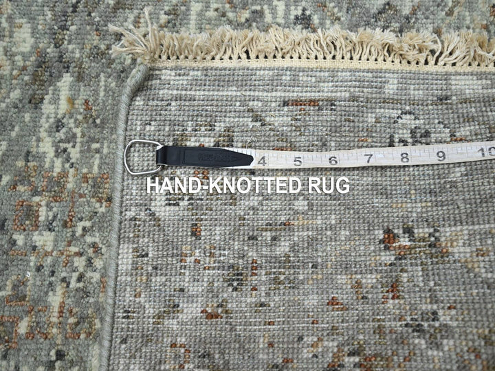 2'4" x 7'11" New Hand Knotted Grey Wool Runner Oriental Rug - MOA10275756