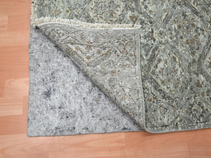 2'5" x 5'11" New Hand Knotted Grey Wool Runner Oriental Rug - MOA10275757