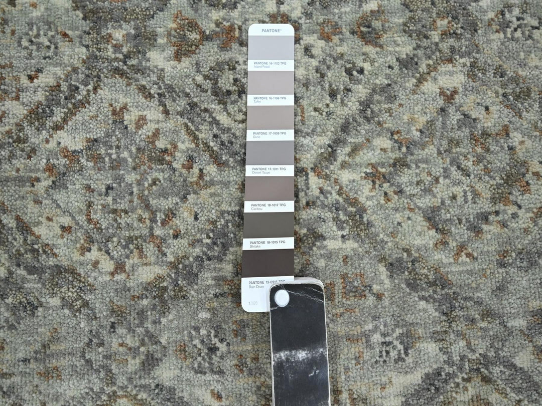 2'5" x 5'11" New Hand Knotted Grey Wool Runner Oriental Rug - MOA10275757