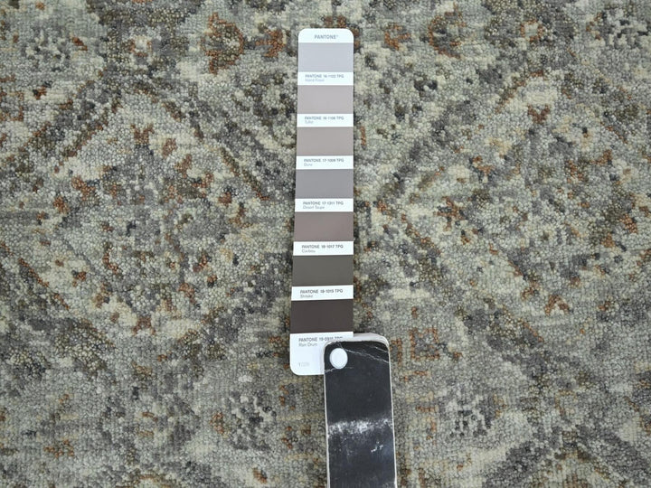 2'5" x 5'11" New Hand Knotted Grey Wool Runner Oriental Rug - MOA10275757