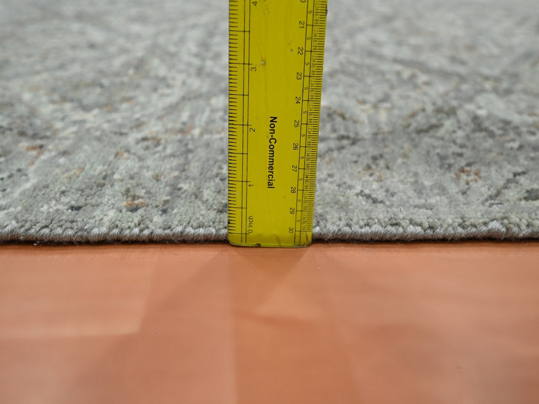 2'5" x 5'11" New Hand Knotted Grey Wool Runner Oriental Rug - MOA10275757