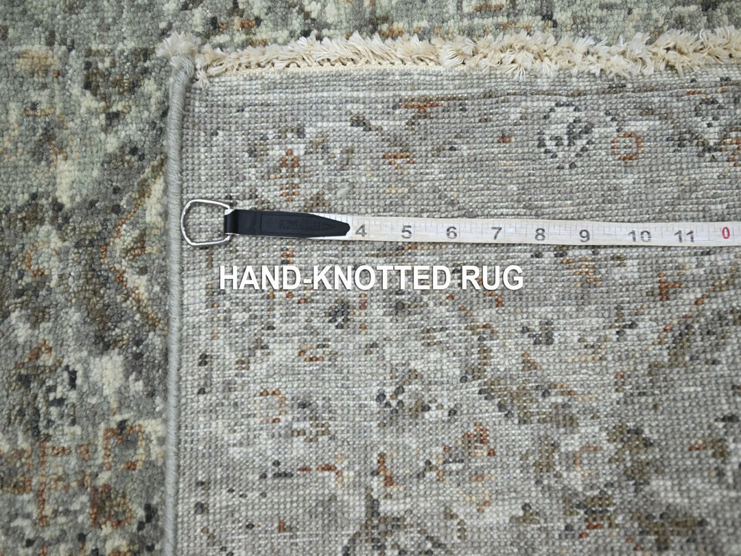 2'5" x 5'11" New Hand Knotted Grey Wool Runner Oriental Rug - MOA10275757