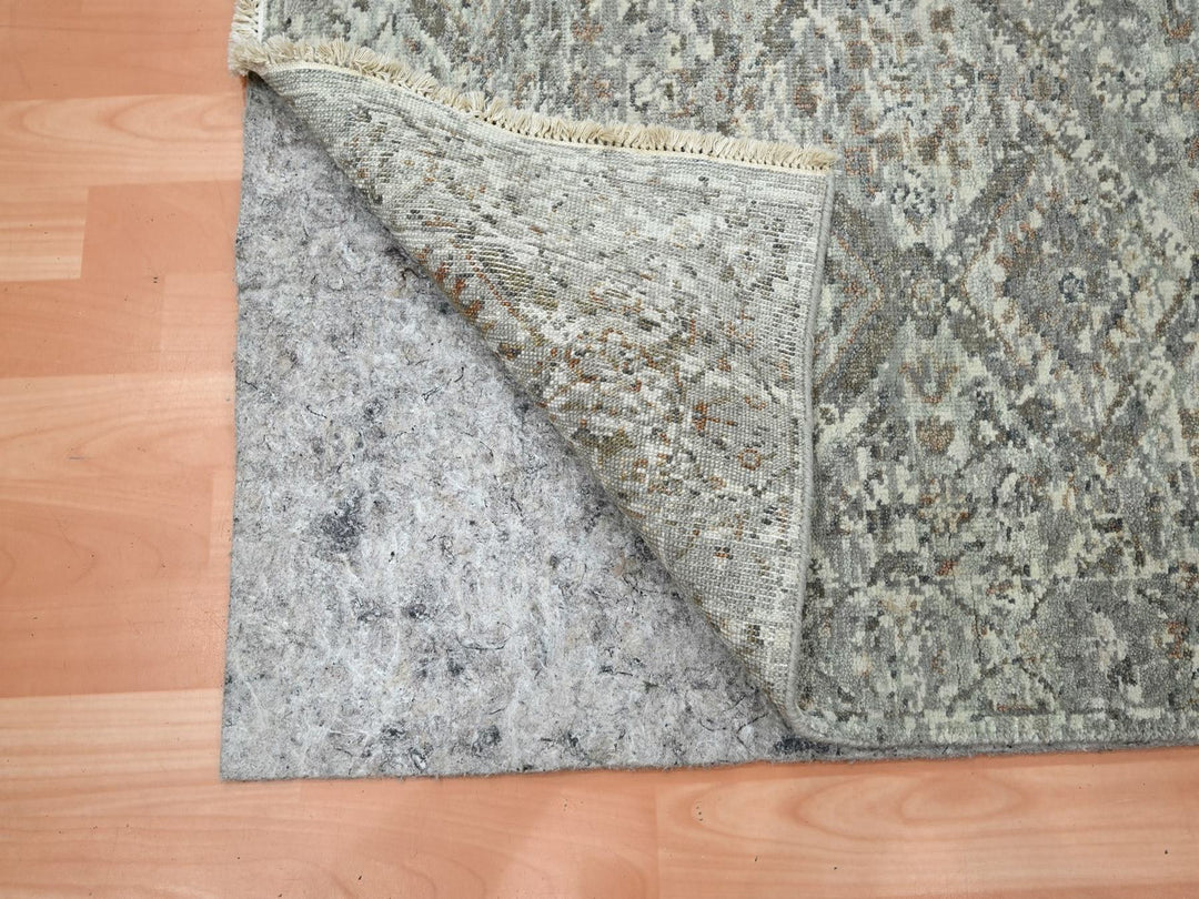 2'11" x 4'11" New Hand Knotted Grey Wool Rectangle Oriental Rug - MOA10275758