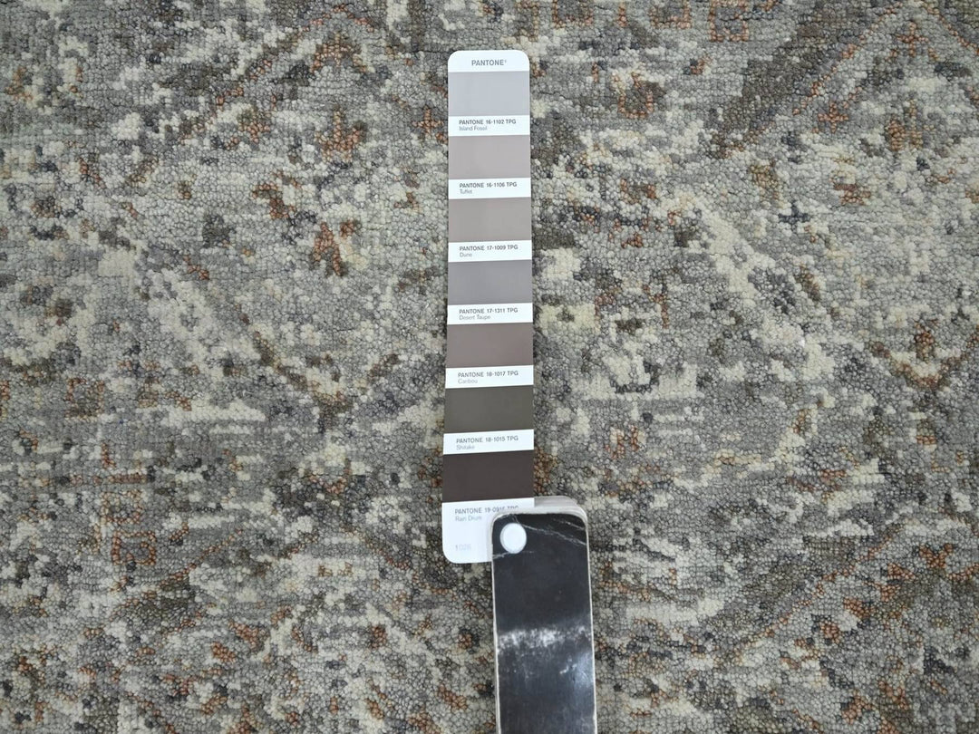 2'11" x 4'11" New Hand Knotted Grey Wool Rectangle Oriental Rug - MOA10275758