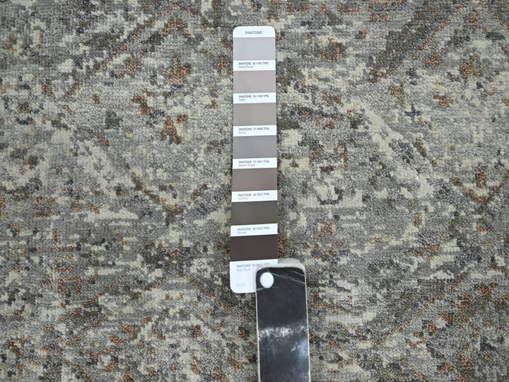 2'11" x 4'11" New Hand Knotted Grey Wool Rectangle Oriental Rug - MOA10275758