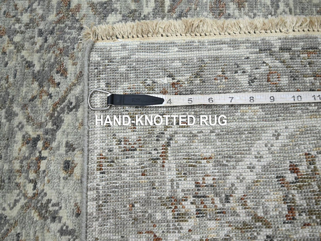 2'11" x 4'11" New Hand Knotted Grey Wool Rectangle Oriental Rug - MOA10275758