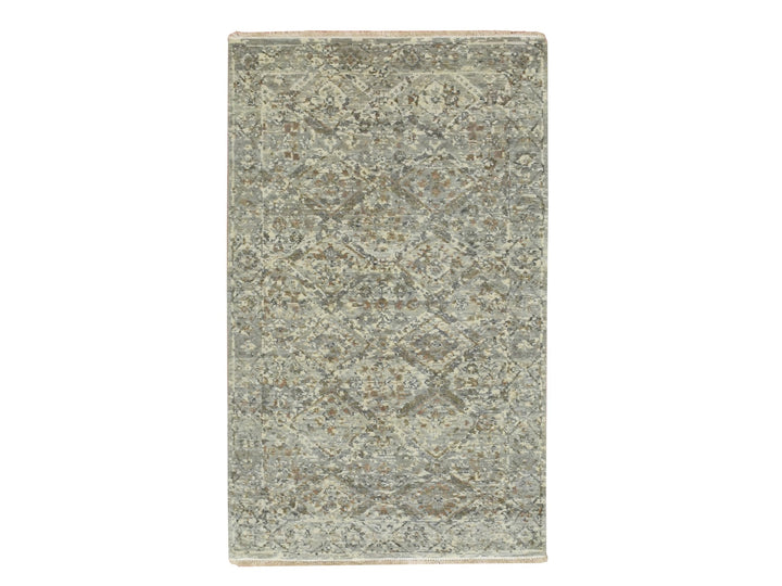 3'0" x 4'11" New Hand Knotted Grey Wool Rectangle Oriental Rug - MOA10275759