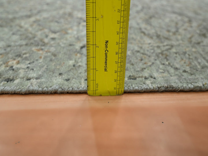 2'5" x 5'11" New Hand Knotted Grey Wool Runner Oriental Rug - MOA10275760