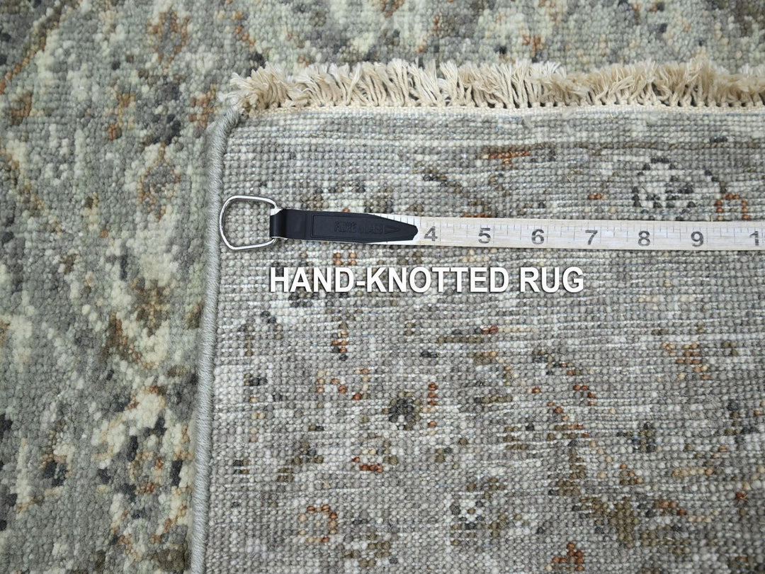 2'5" x 5'11" New Hand Knotted Grey Wool Runner Oriental Rug - MOA10275760
